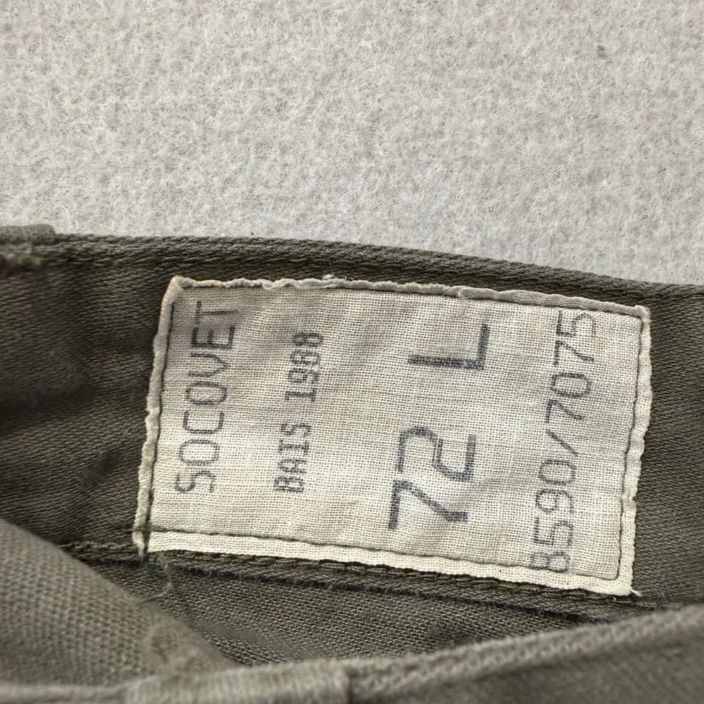 Vintage 1988 French Military F2 Men's Olive Field Pants Pockets Zip-Fly Size 72L